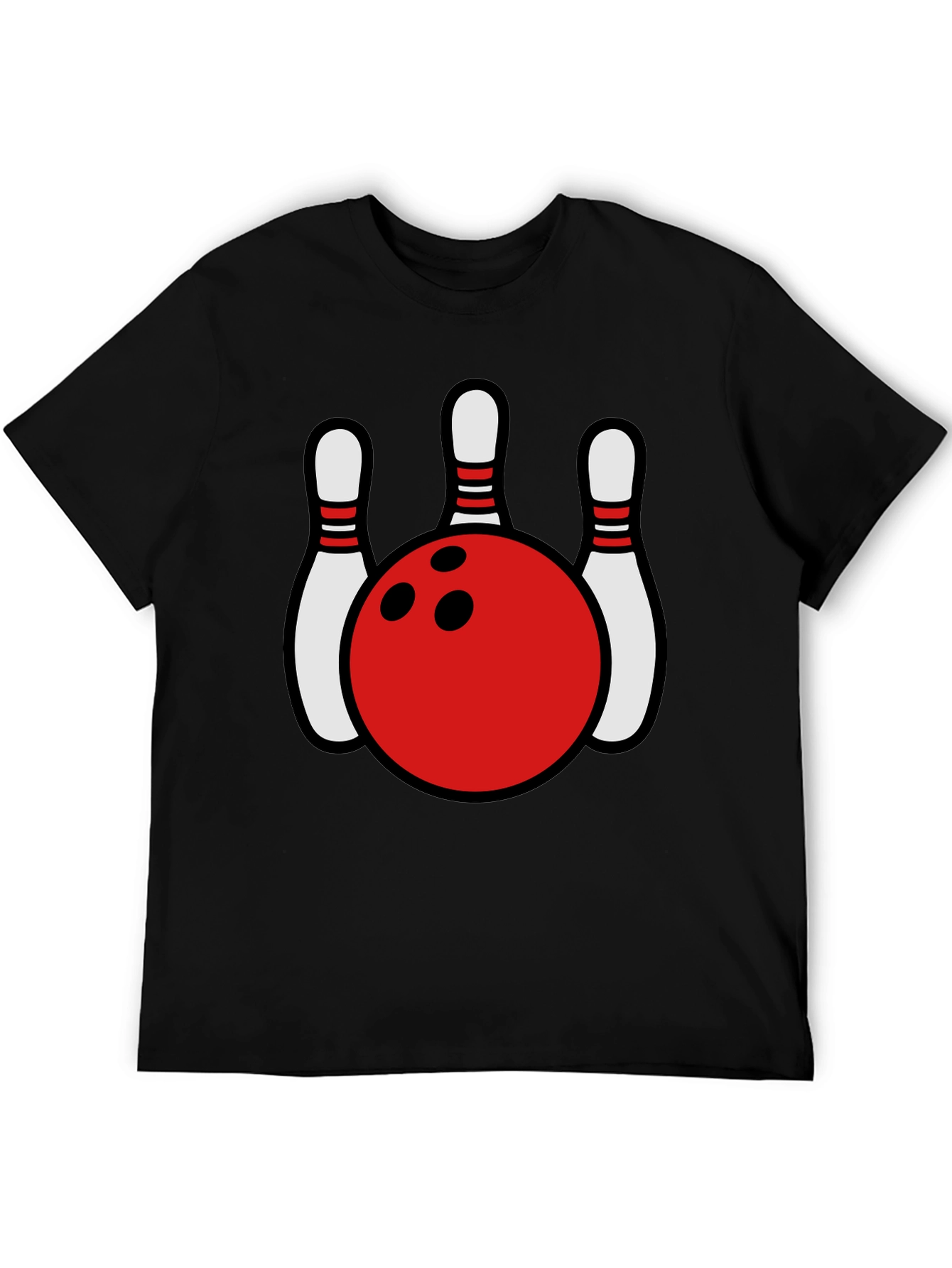 Bowling Ball and Pins Graphic Tee - Classic Strike Design