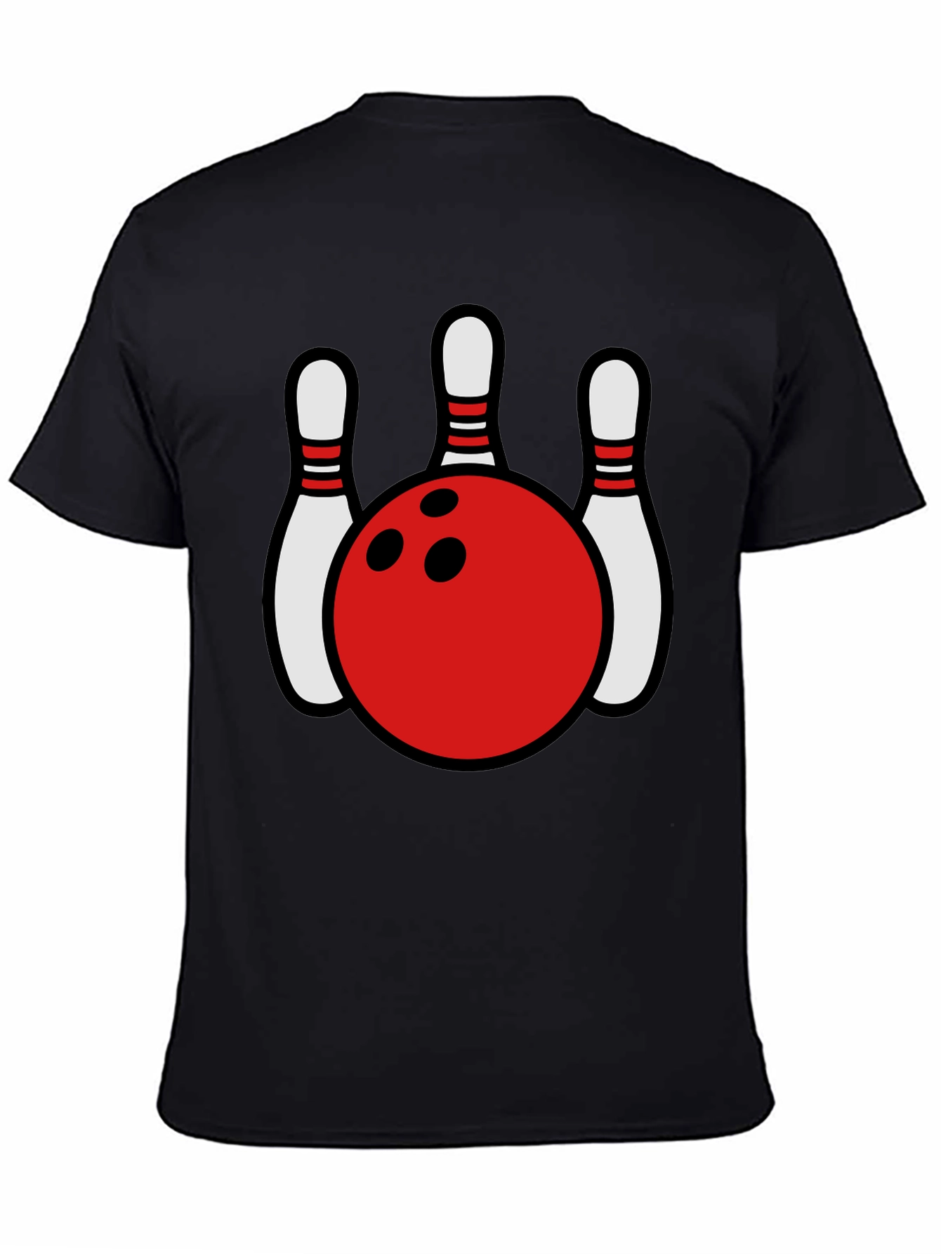 Bowling Ball and Pins Graphic Tee - Classic Strike Design