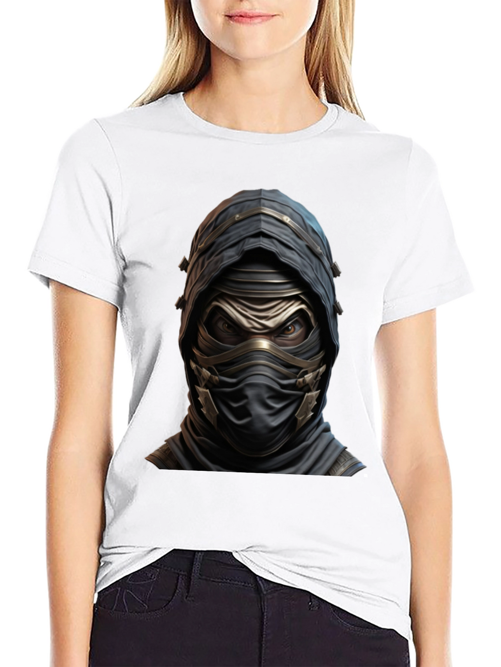 Mystic Warrior Graphic Tee - Black Cotton Blend