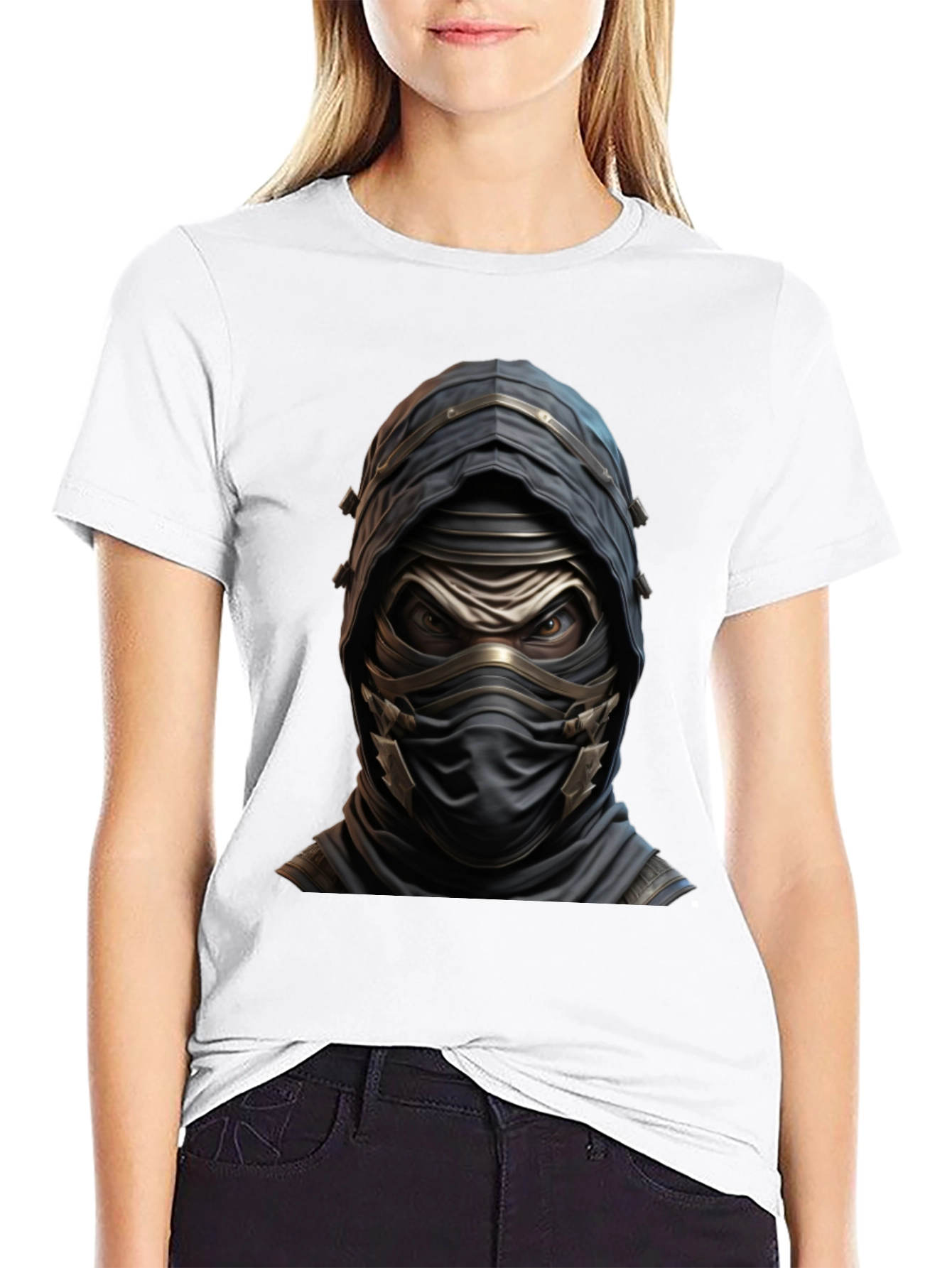 Mystic Warrior Graphic Tee - Black Cotton Blend