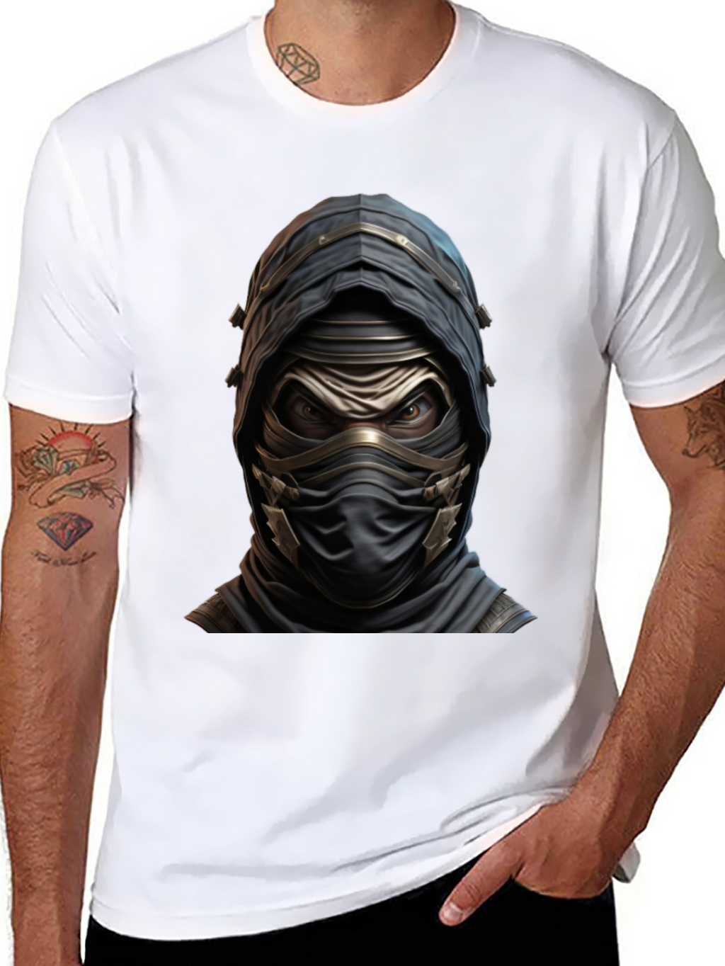 Mystic Warrior Graphic Tee - Black Cotton Blend