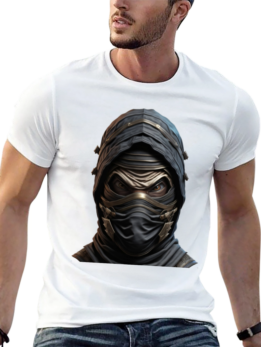 Mystic Warrior Graphic Tee - Black Cotton Blend