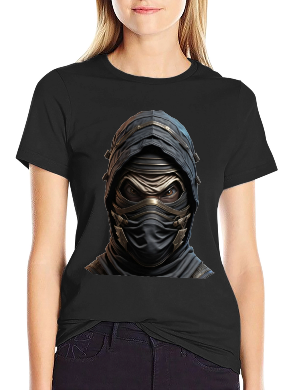 Mystic Warrior Graphic Tee - Black Cotton Blend