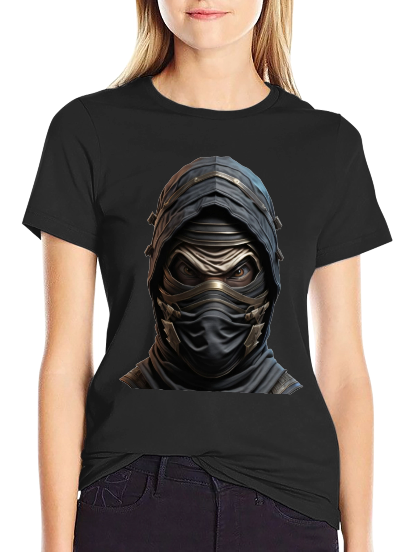 Mystic Warrior Graphic Tee - Black Cotton Blend
