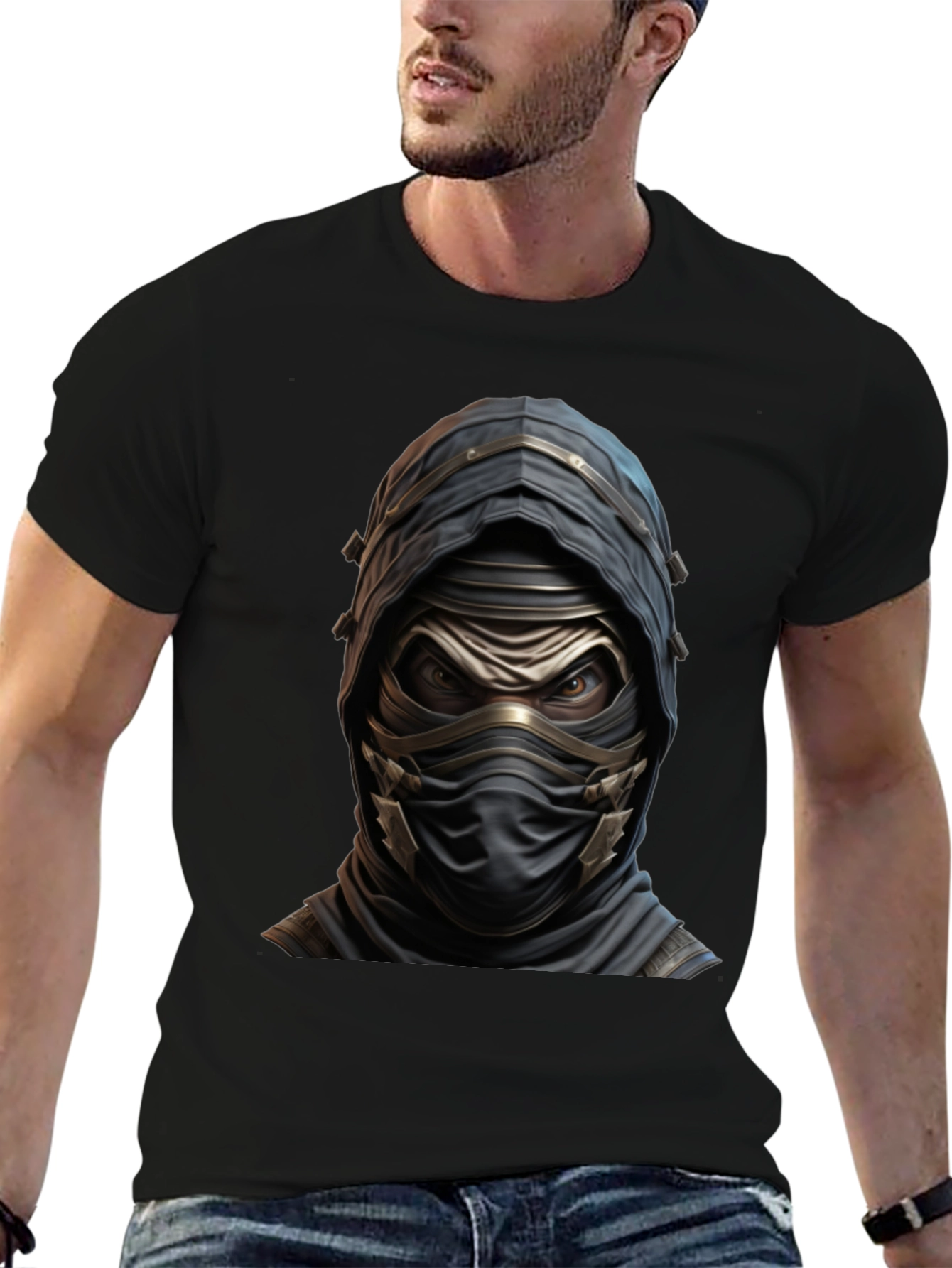 Mystic Warrior Graphic Tee - Black Cotton Blend