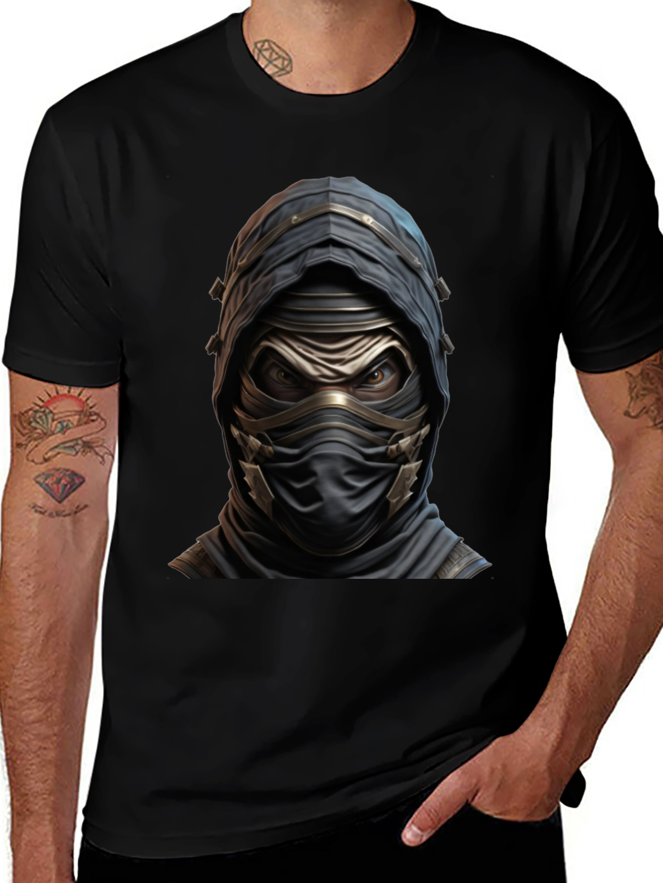 Mystic Warrior Graphic Tee - Black Cotton Blend