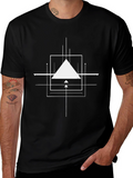 Geometric Design Black Cotton T-Shirt