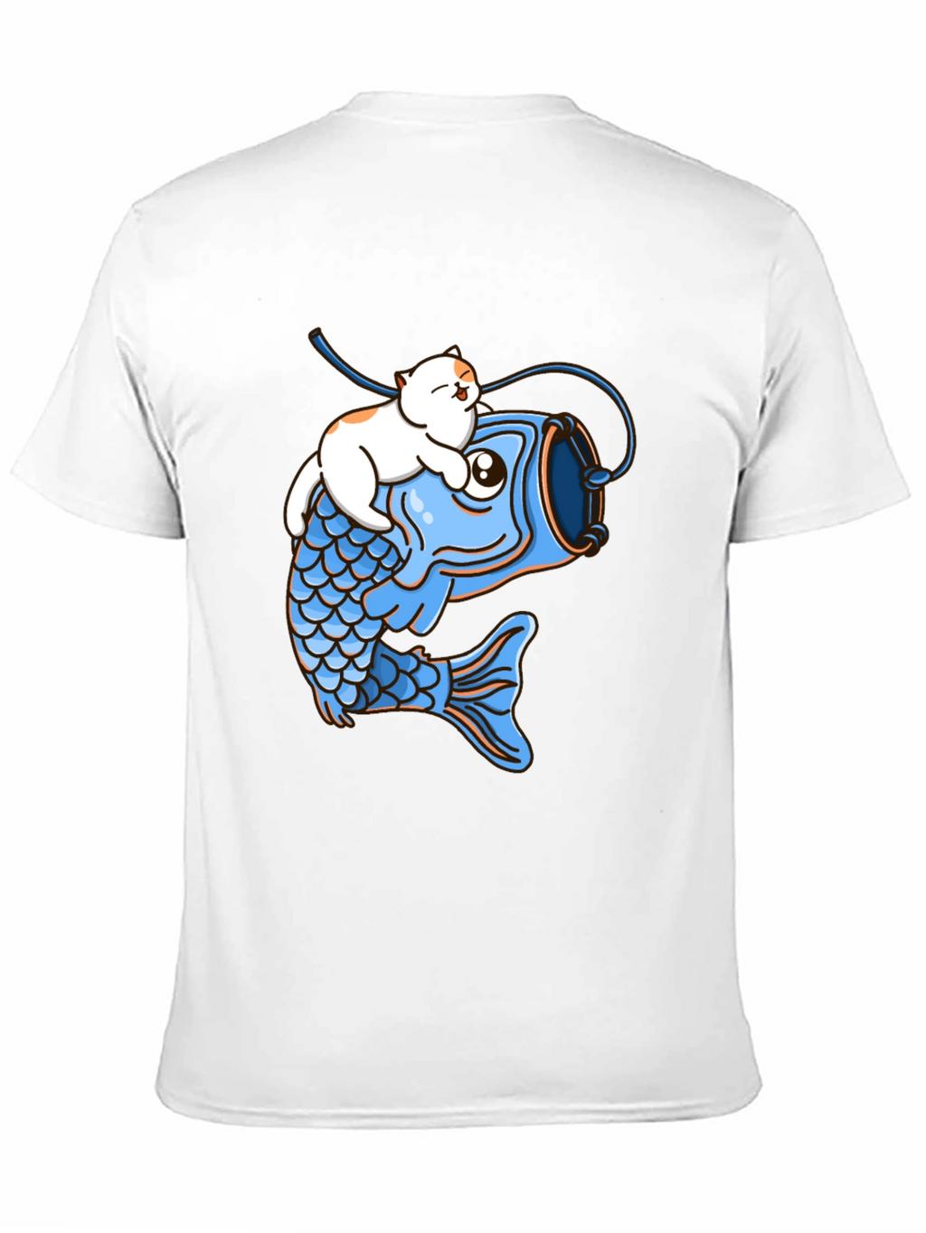 Cat Riding Fish Graphic T-Shirt