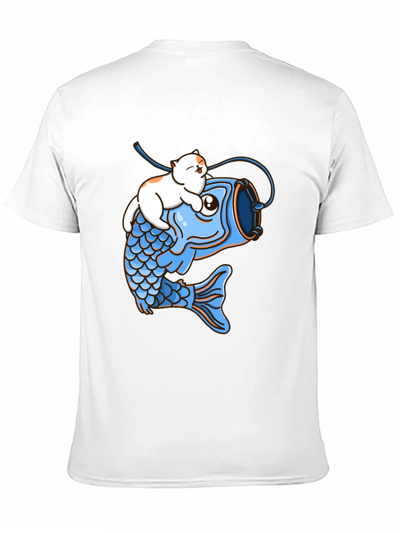 Cat Riding Fish Graphic T-Shirt