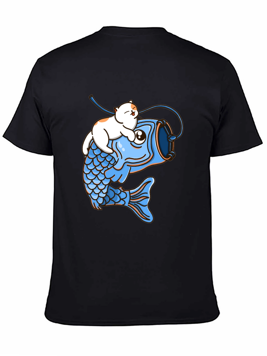 Cat Riding Fish Graphic T-Shirt