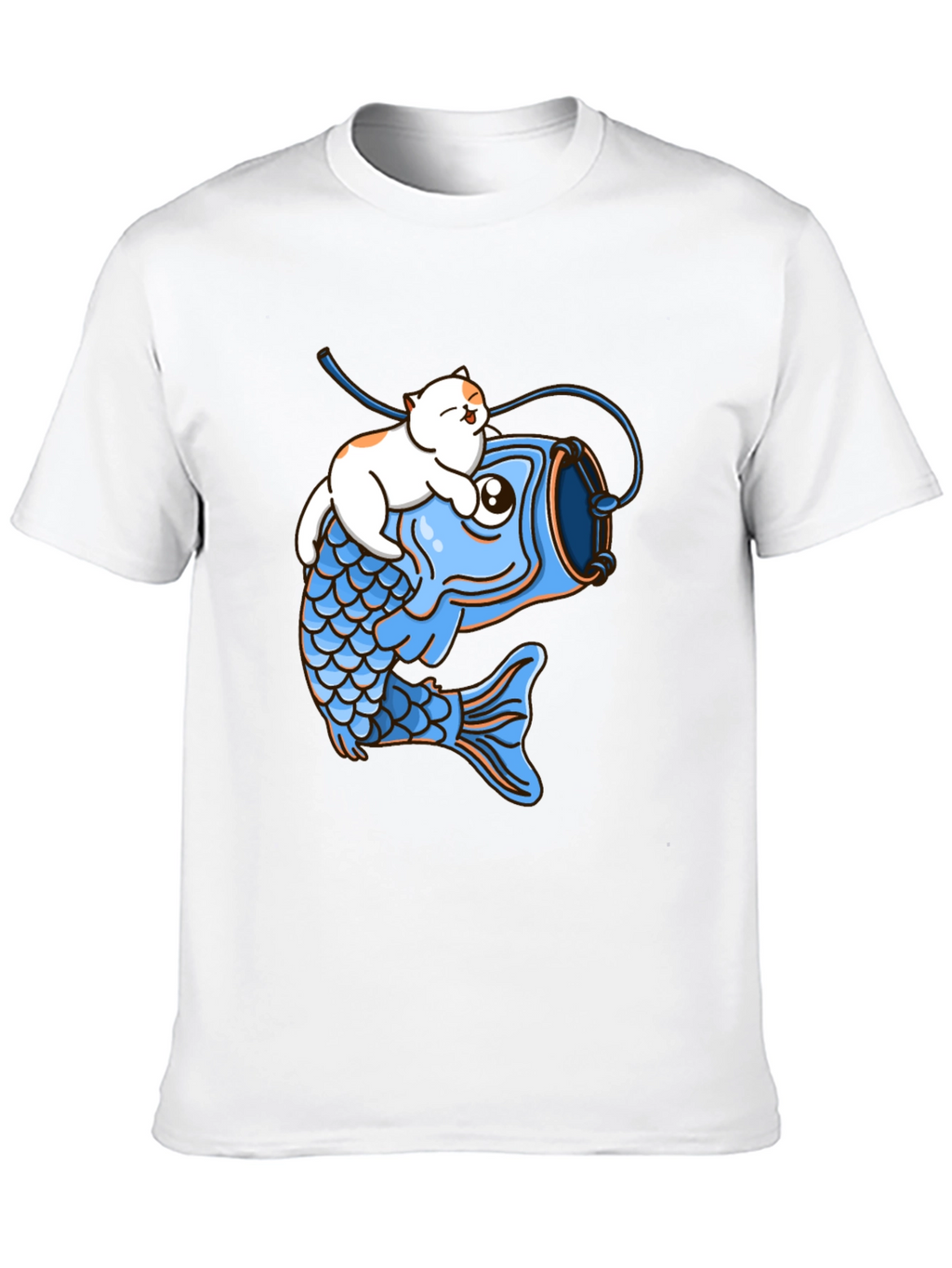 Cat Riding Fish Graphic T-Shirt