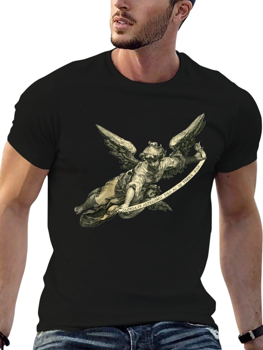 Angel Graphic Tee - Black Cotton T-Shirt