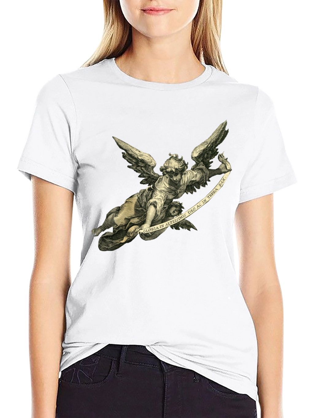 Angel Graphic Tee - Black Cotton T-Shirt