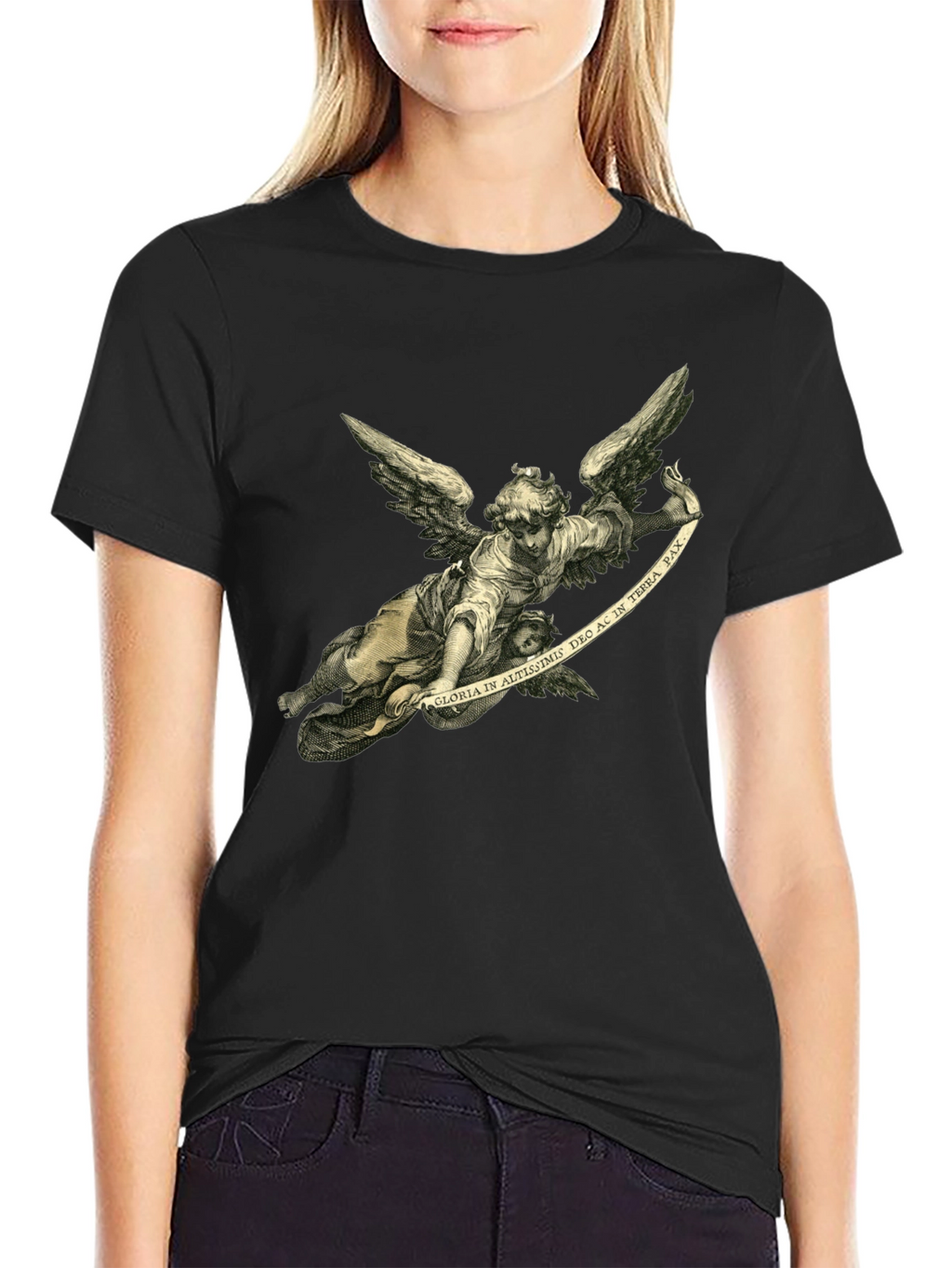 Angel Graphic Tee - Black Cotton T-Shirt