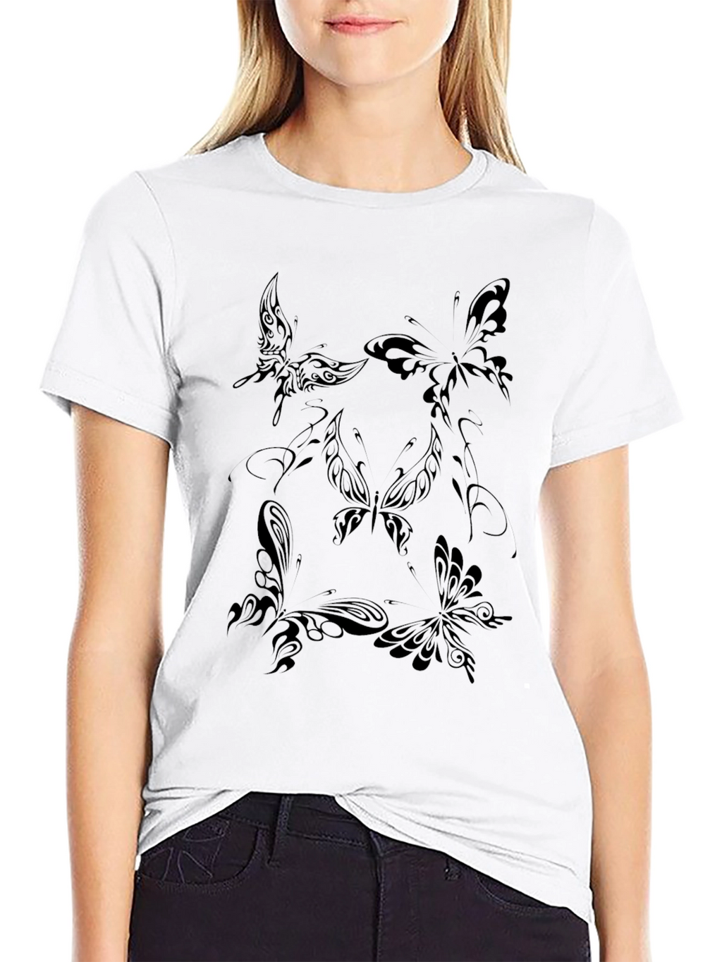 Butterfly Tattoo Graphic Black T-Shirt