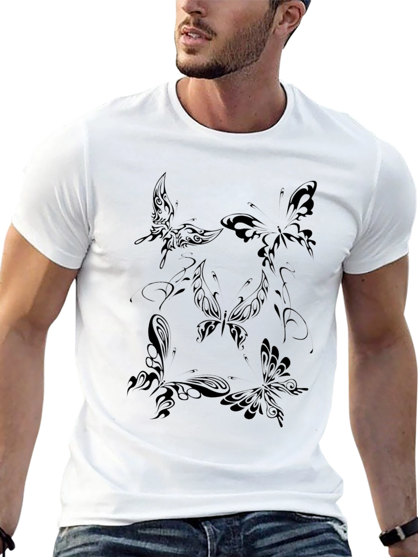 Butterfly Tattoo Graphic Black T-Shirt