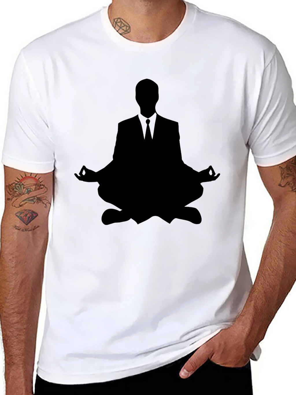 Meditating Business Man Graphic Tee - Black