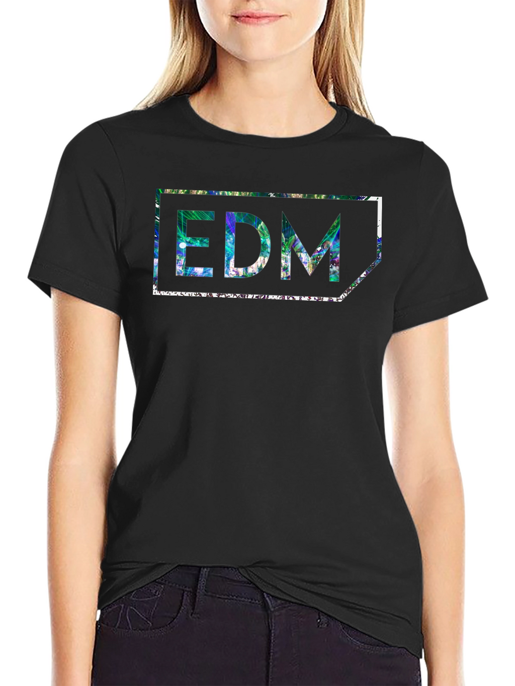 EDM Graphic Print Black T-Shirt