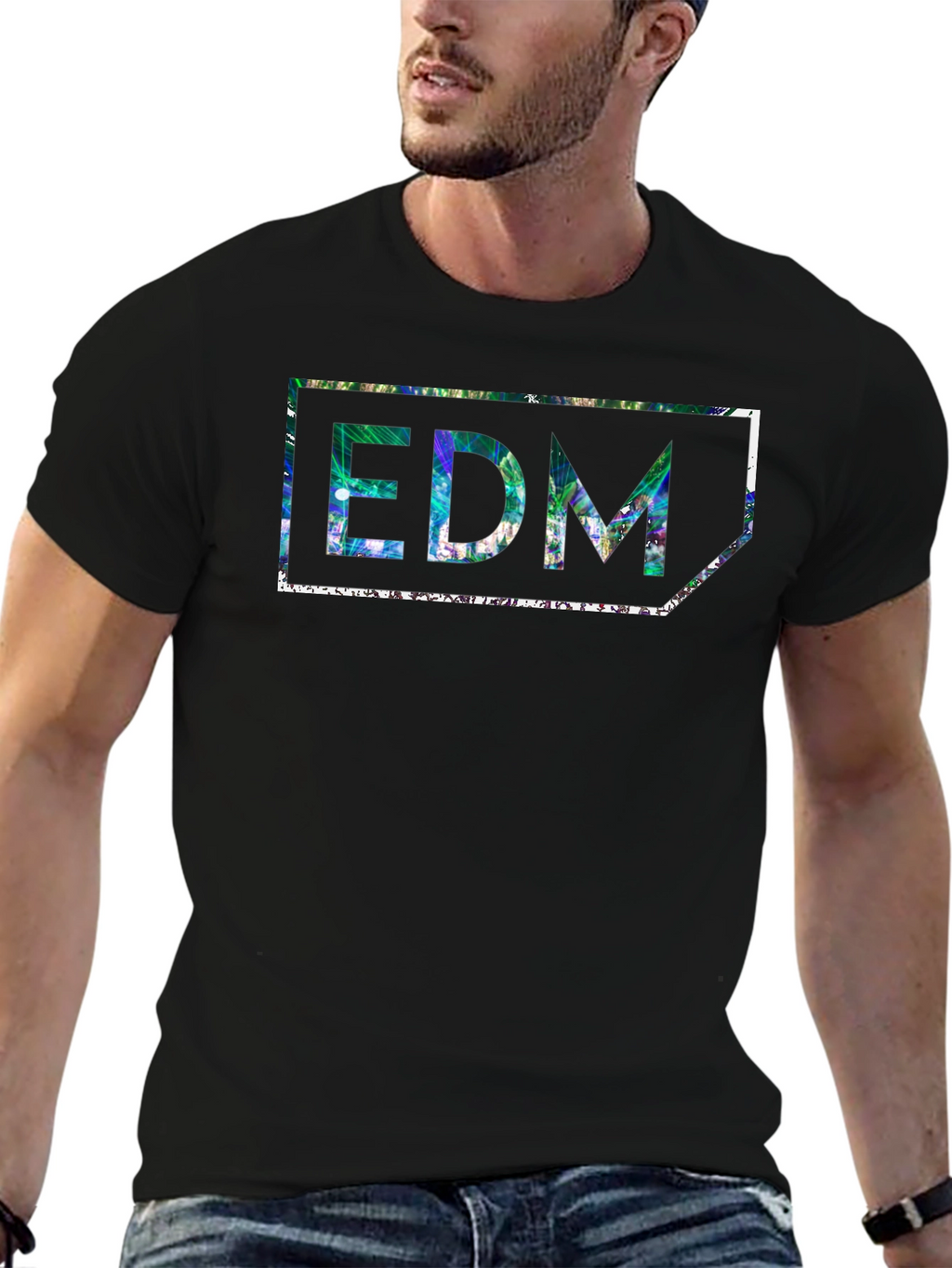 EDM Graphic Print Black T-Shirt