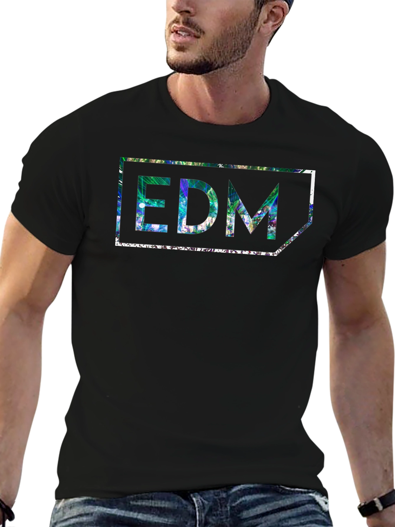 EDM Graphic Print Black T-Shirt