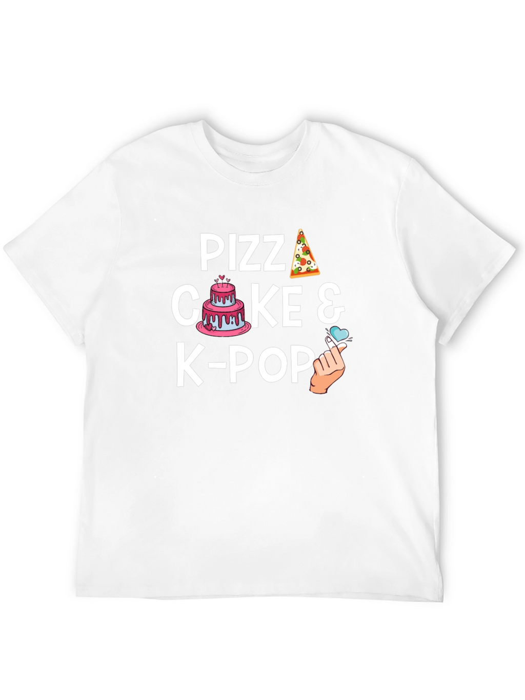 Pizza Cake & K-Pop Black Graphic T-Shirt