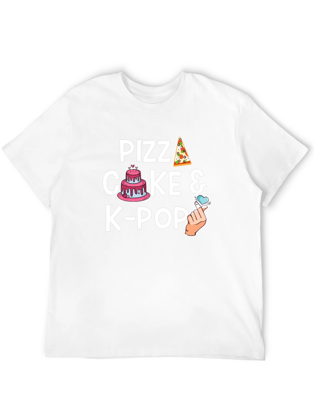 Pizza Cake & K-Pop Black Graphic T-Shirt