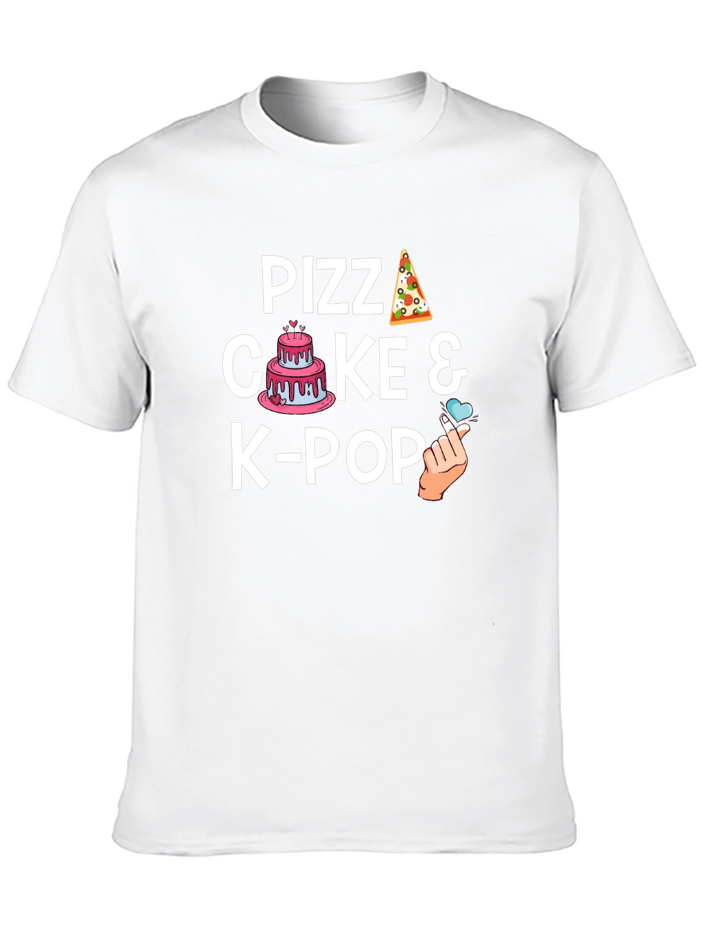 Pizza Cake & K-Pop Black Graphic T-Shirt