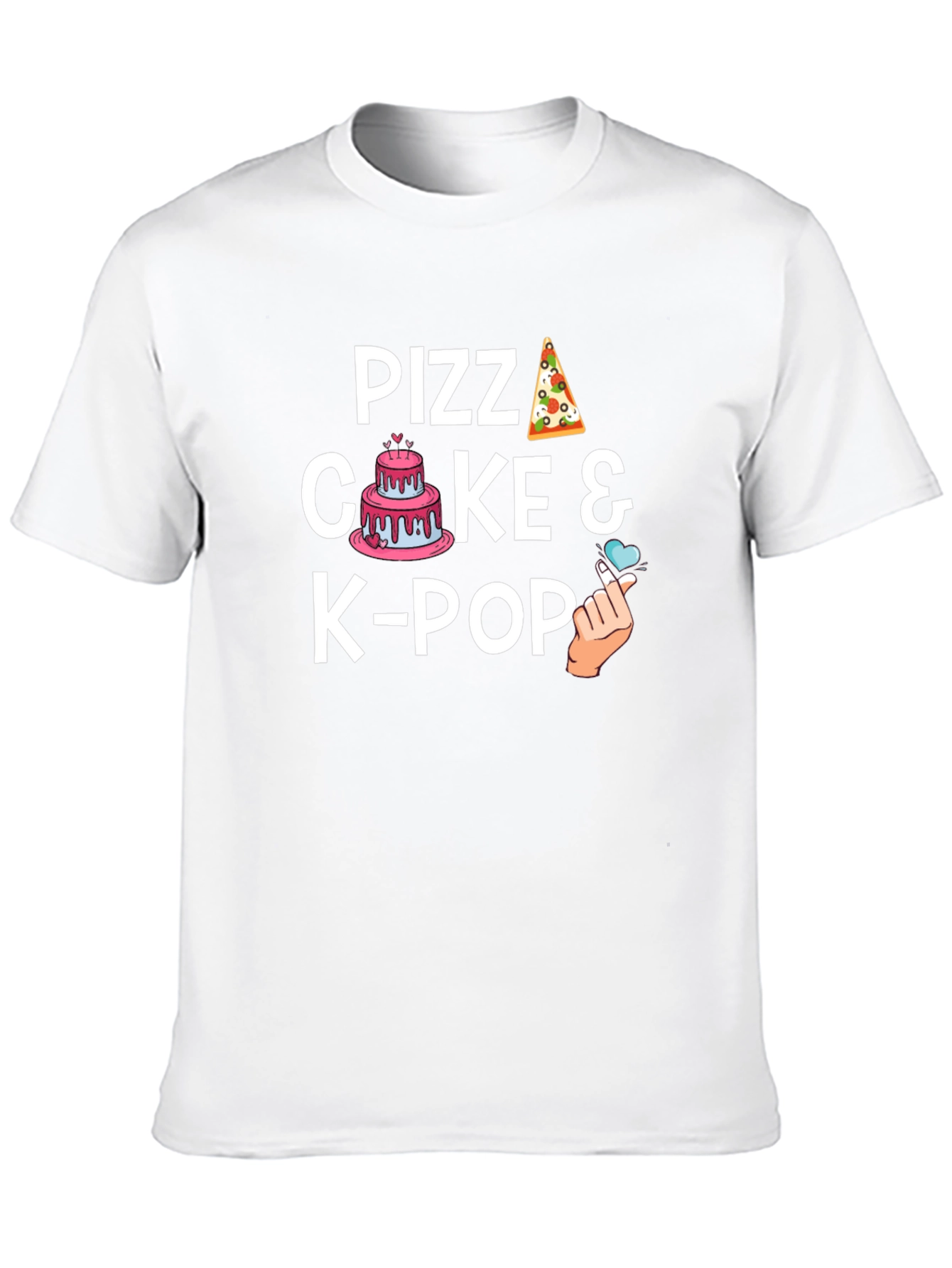 Pizza Cake & K-Pop Black Graphic T-Shirt