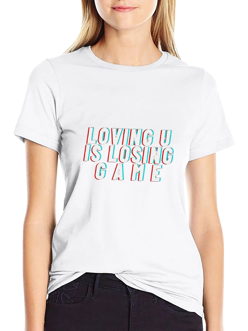 Loving U Is Losing Game Black Graphic Tee