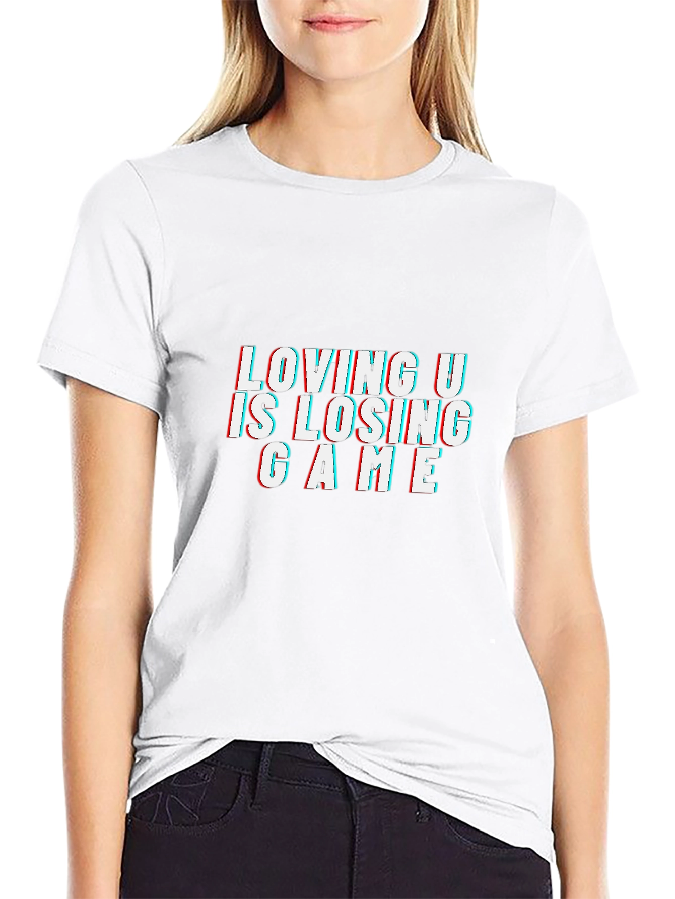 Loving U Is Losing Game Black Graphic Tee