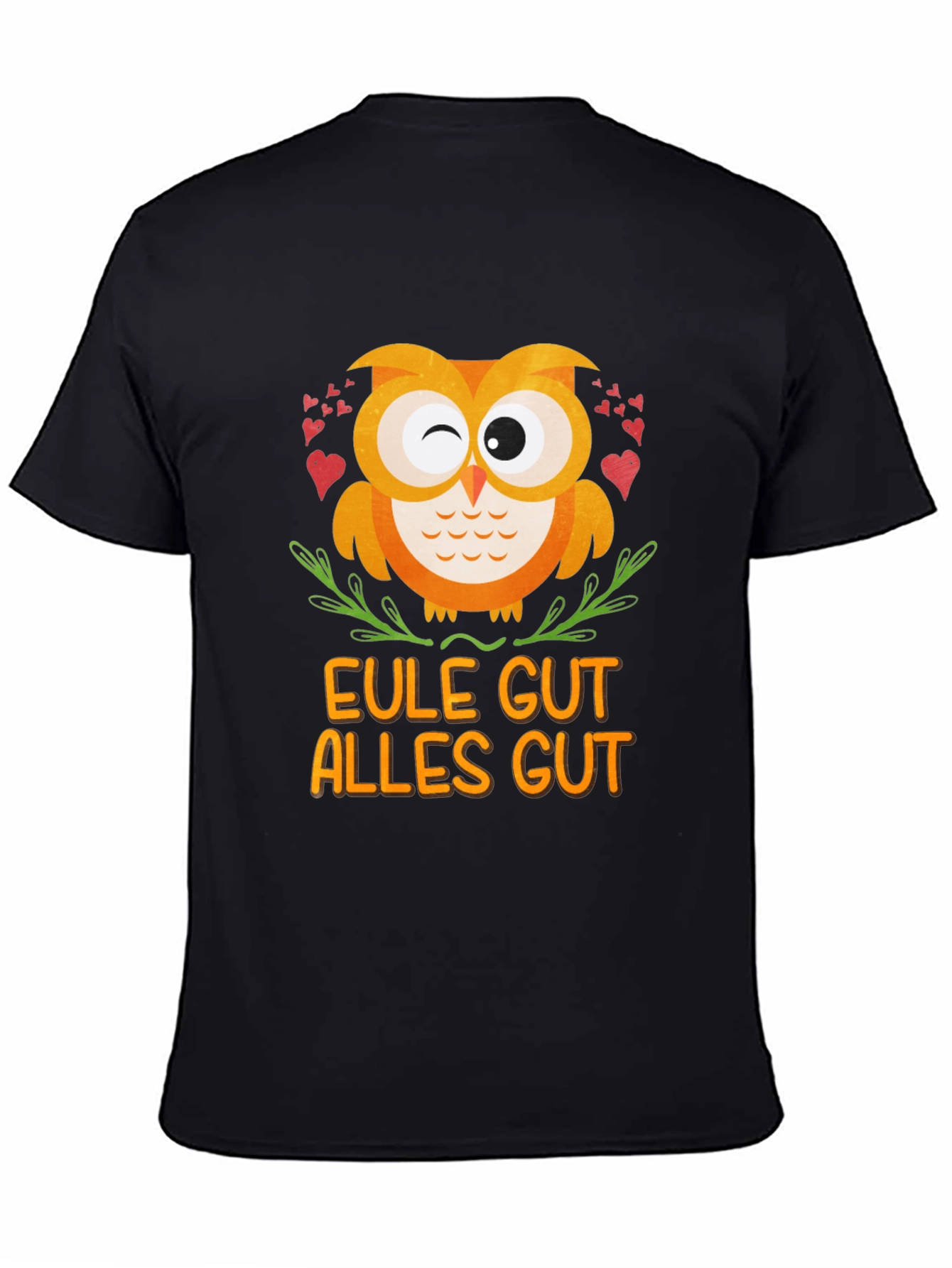 Eule Gut Alles Gut Owl T-Shirt - Black