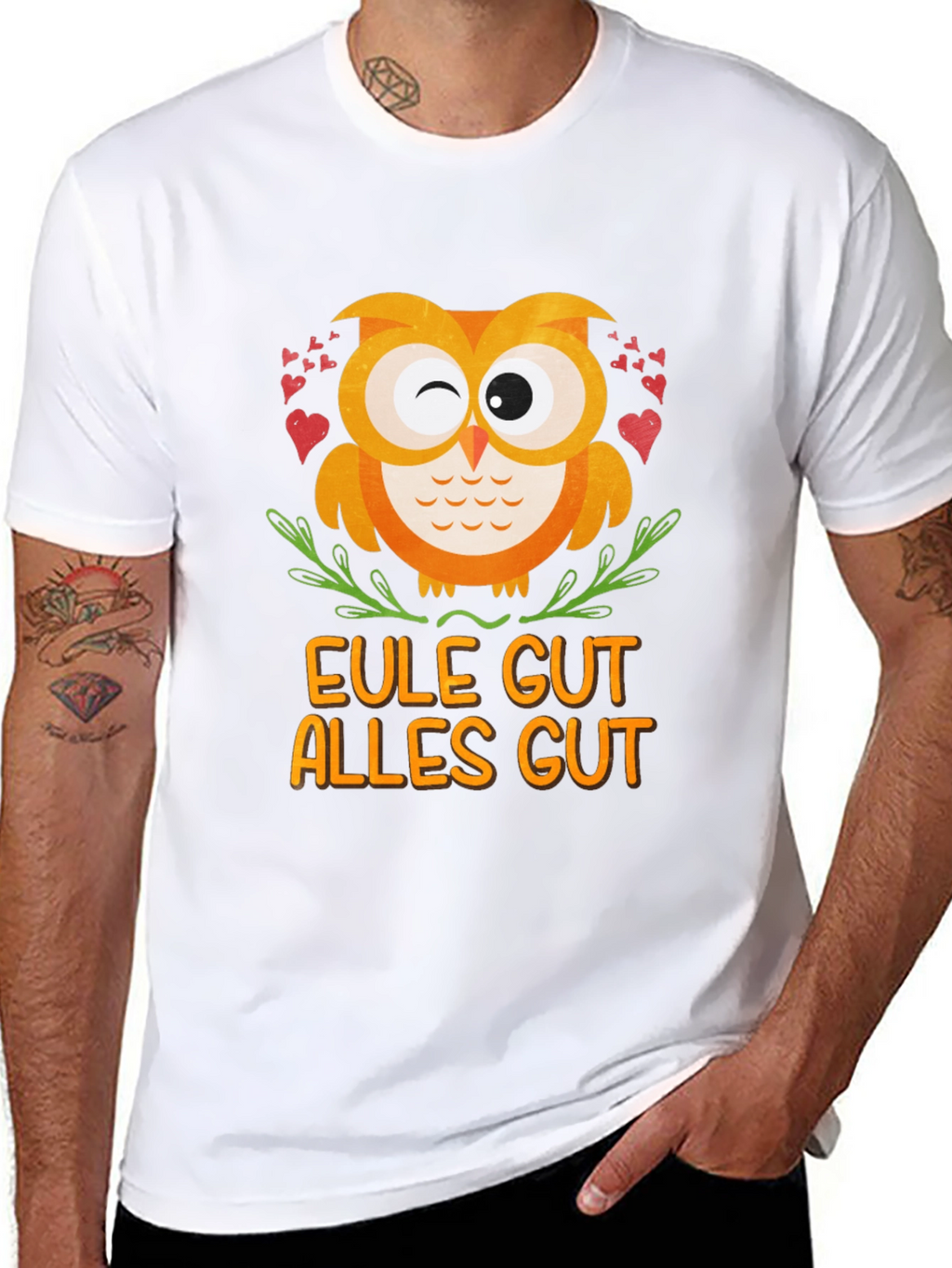 Eule Gut Alles Gut Owl T-Shirt - Black