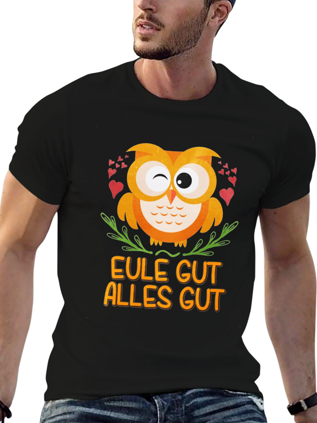Eule Gut Alles Gut Owl T-Shirt - Black