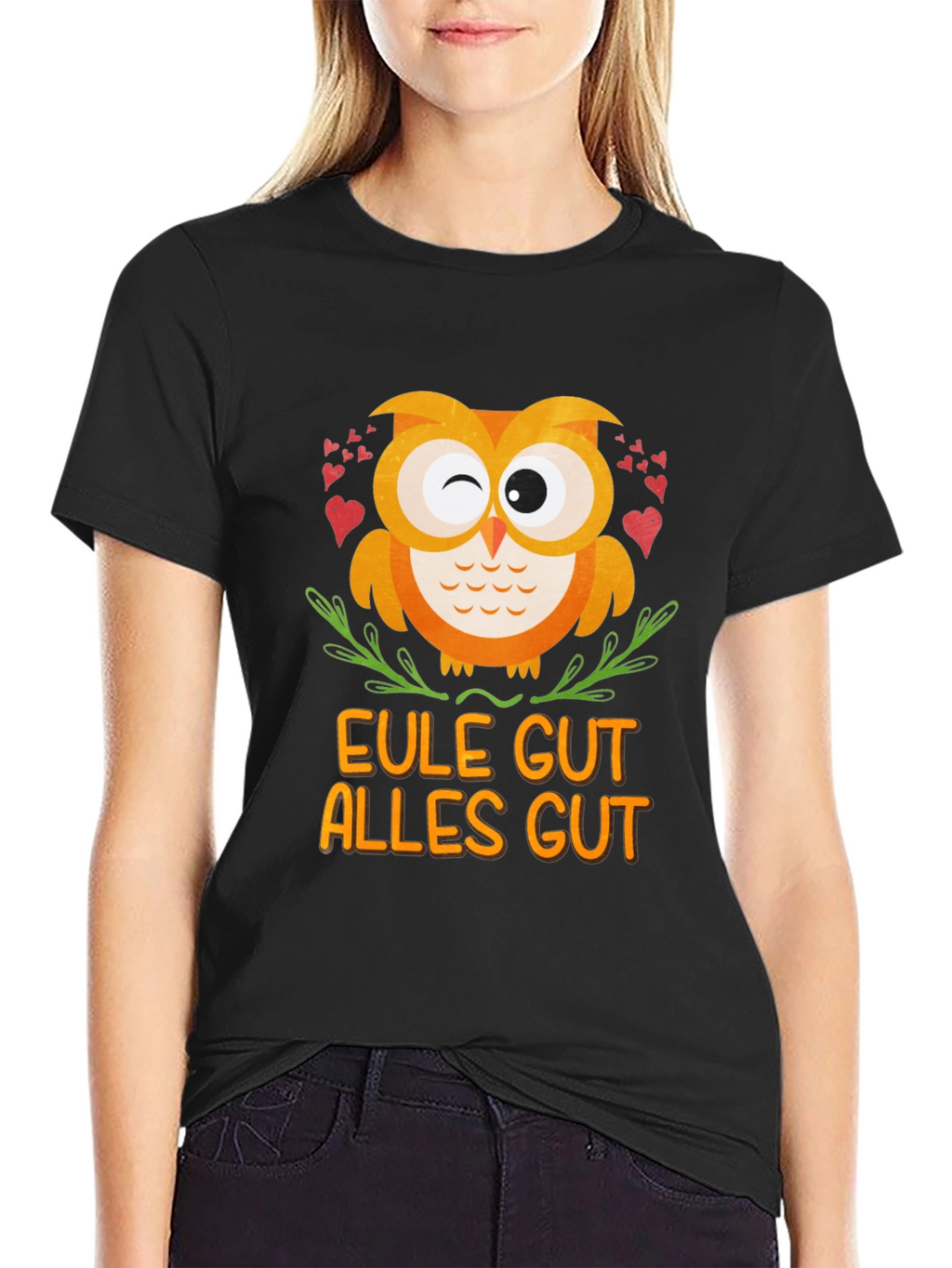 Eule Gut Alles Gut Owl T-Shirt - Black
