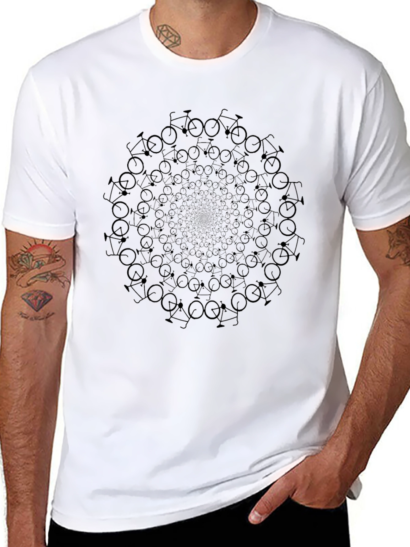 Black Bicycle Mandala T-Shirt - Cycling Enthusiast