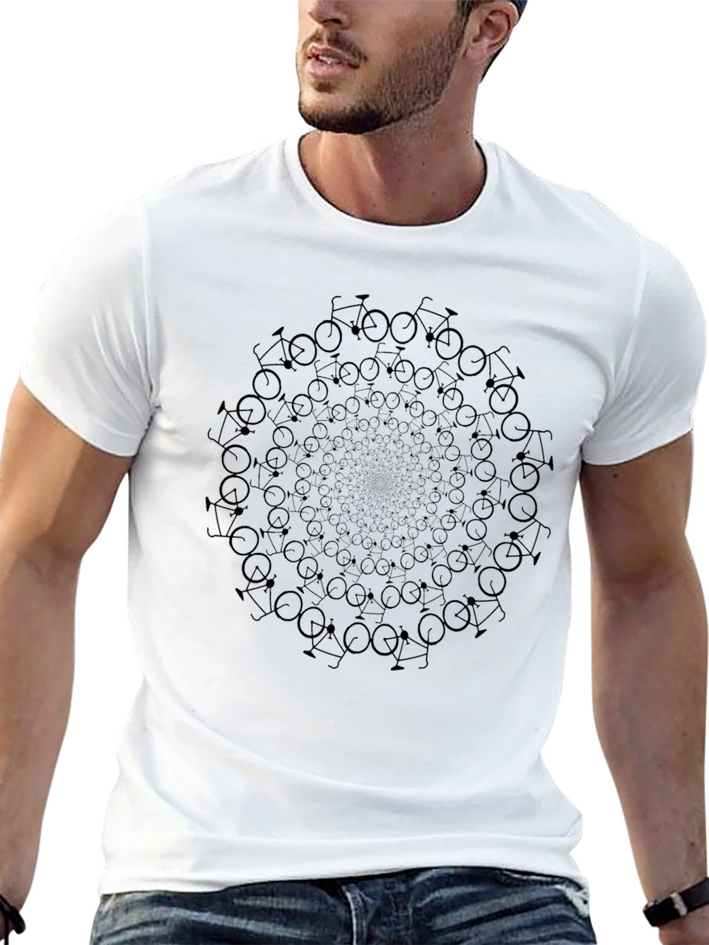 Black Bicycle Mandala T-Shirt - Cycling Enthusiast