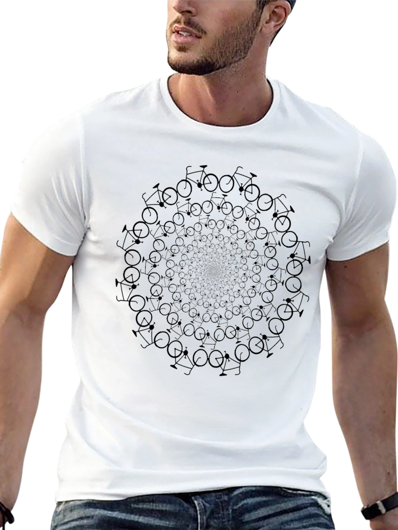 Black Bicycle Mandala T-Shirt - Cycling Enthusiast