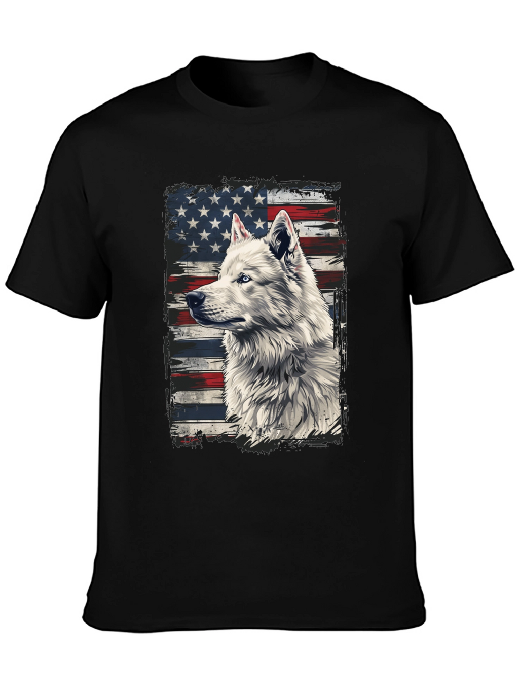 American Flag Wolf Graphic T-Shirt