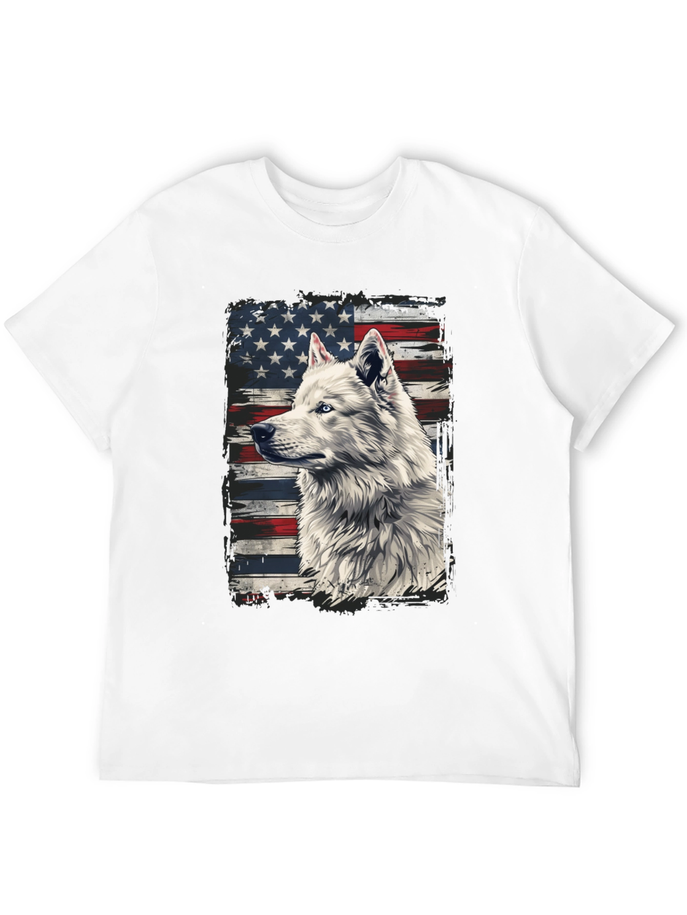 American Flag Wolf Graphic T-Shirt