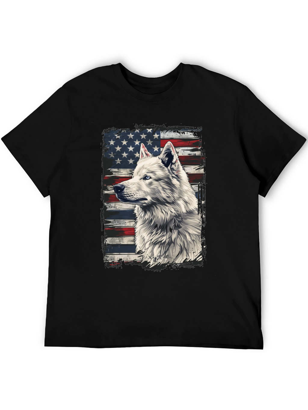 American Flag Wolf Graphic T-Shirt