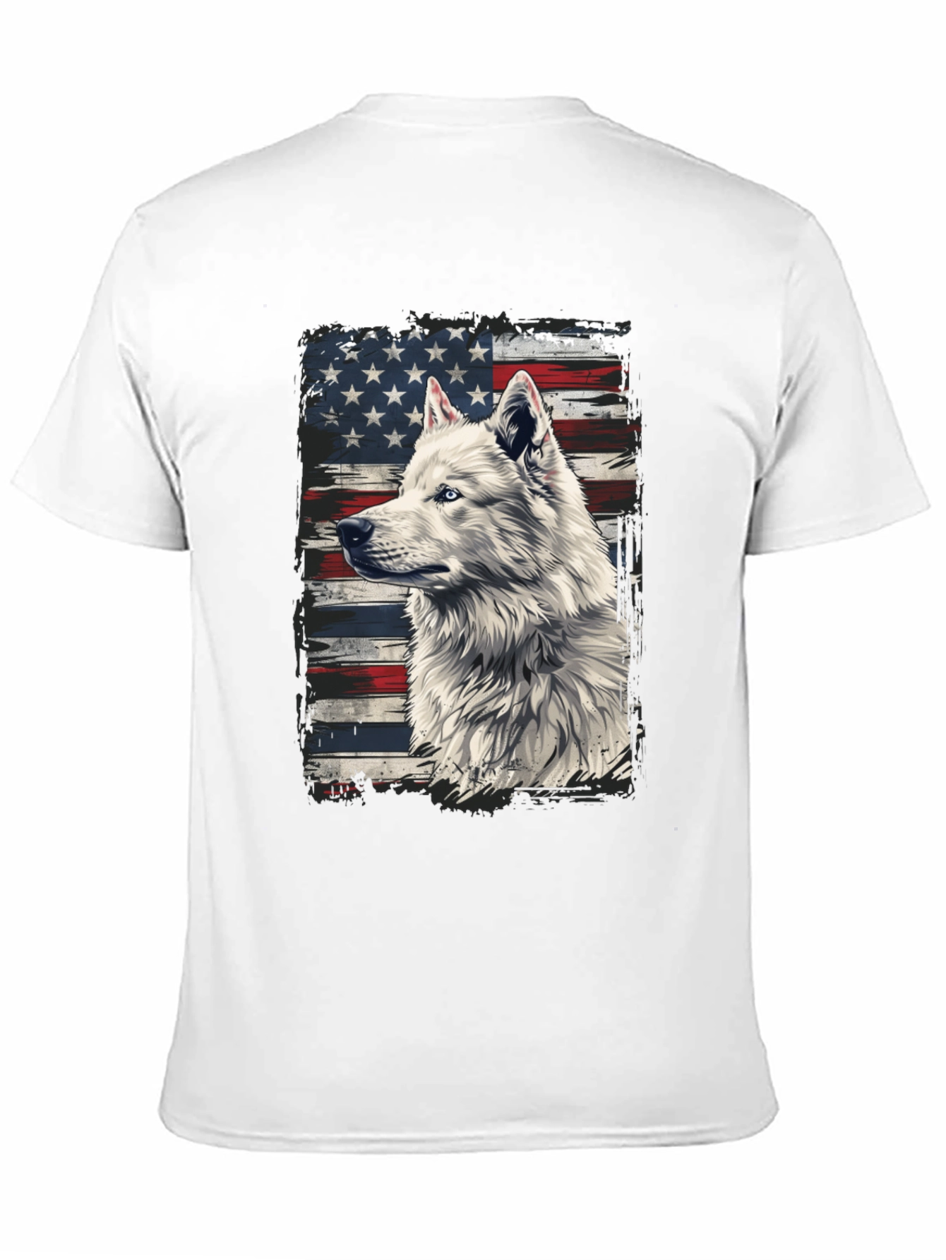 American Flag Wolf Graphic T-Shirt