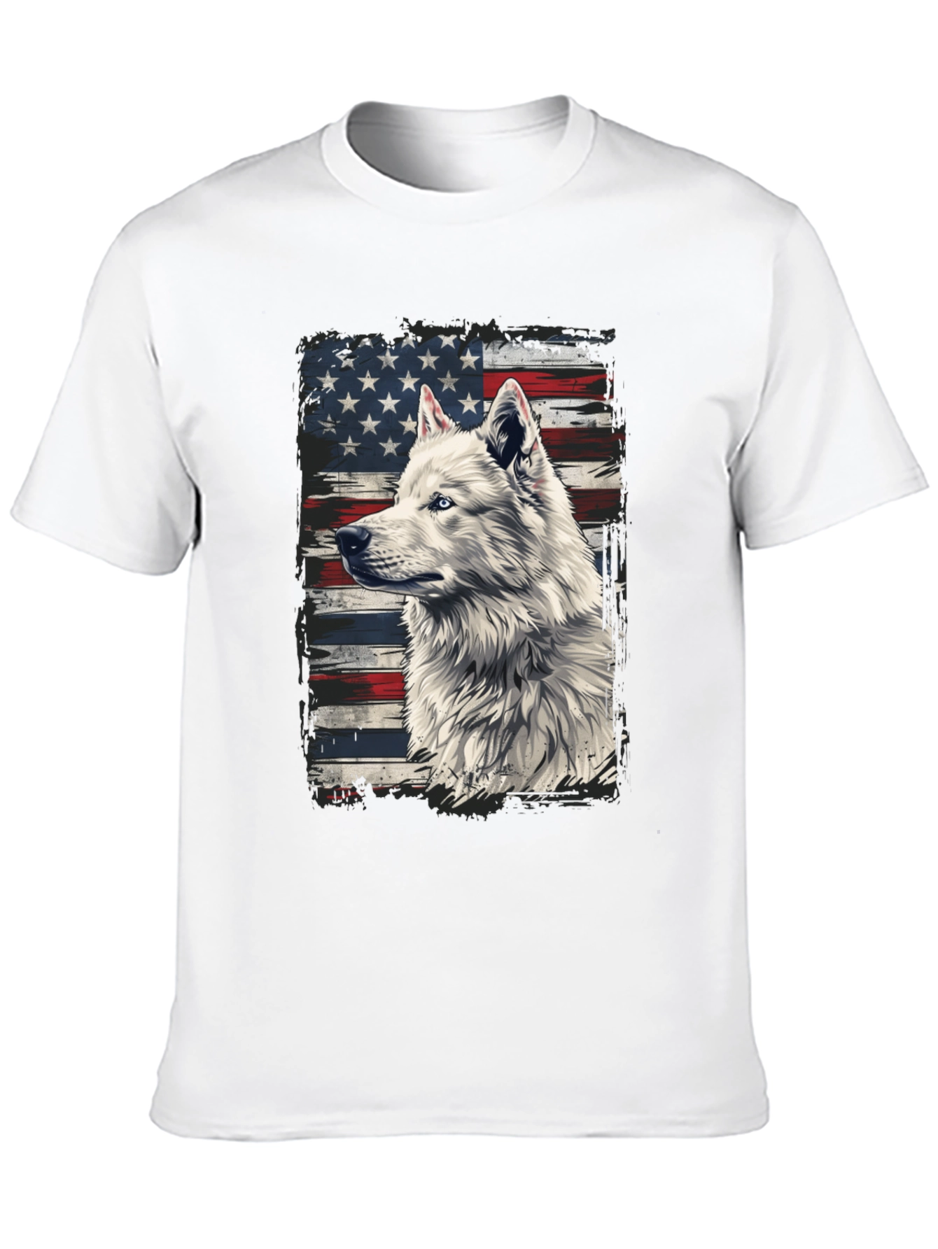 American Flag Wolf Graphic T-Shirt