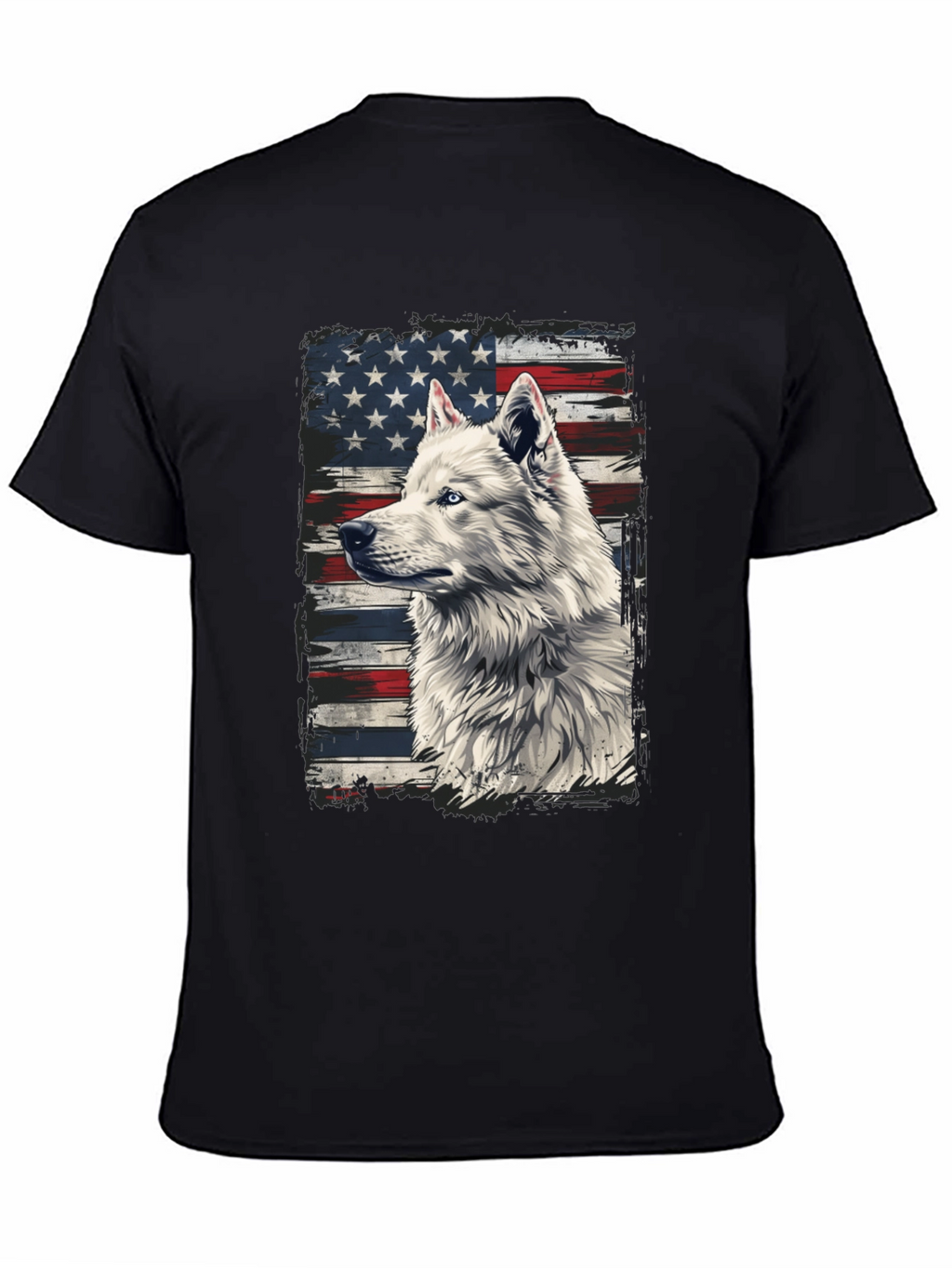 American Flag Wolf Graphic T-Shirt