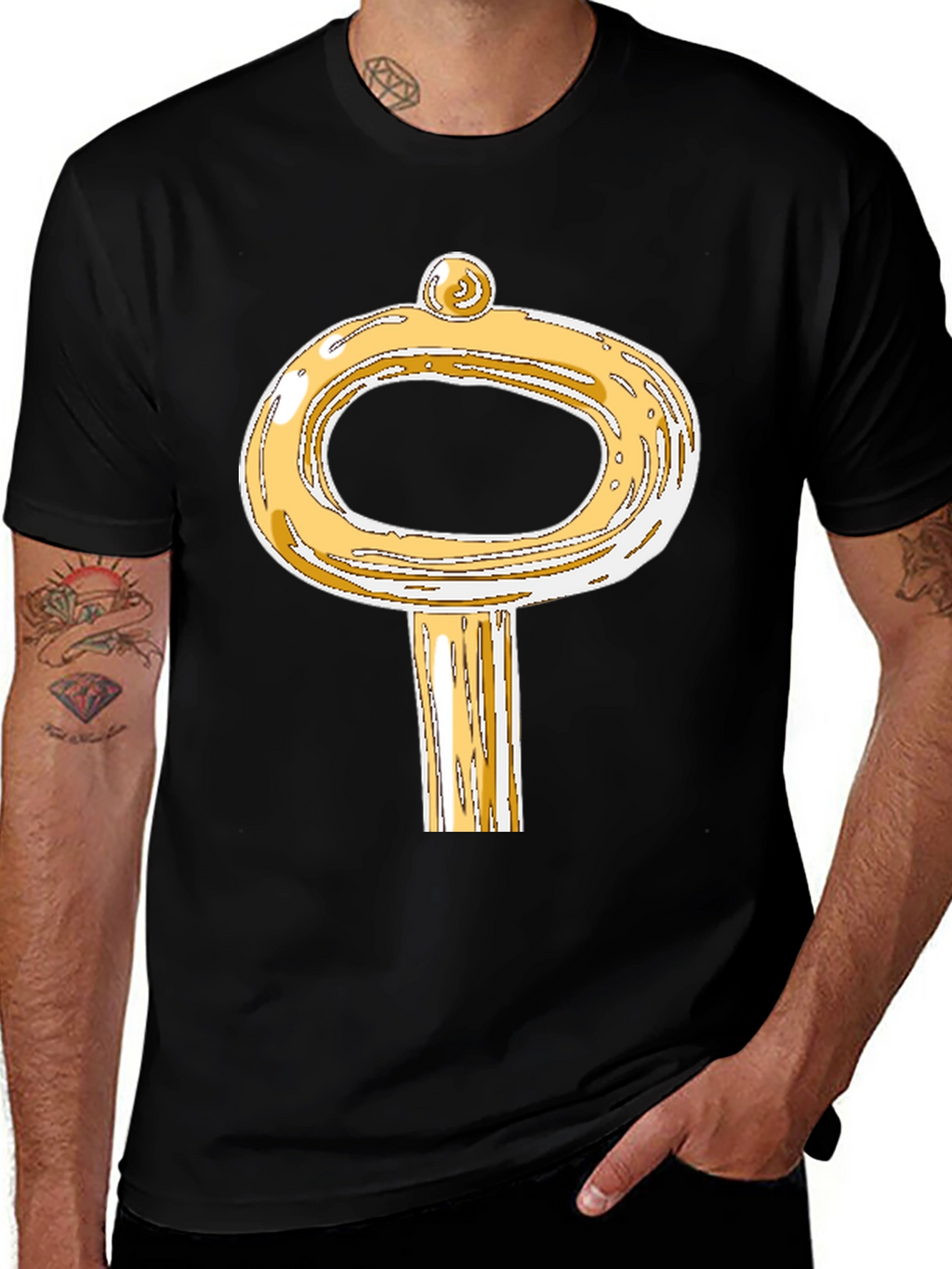Golden Key Graphic T-Shirt - Unique Design