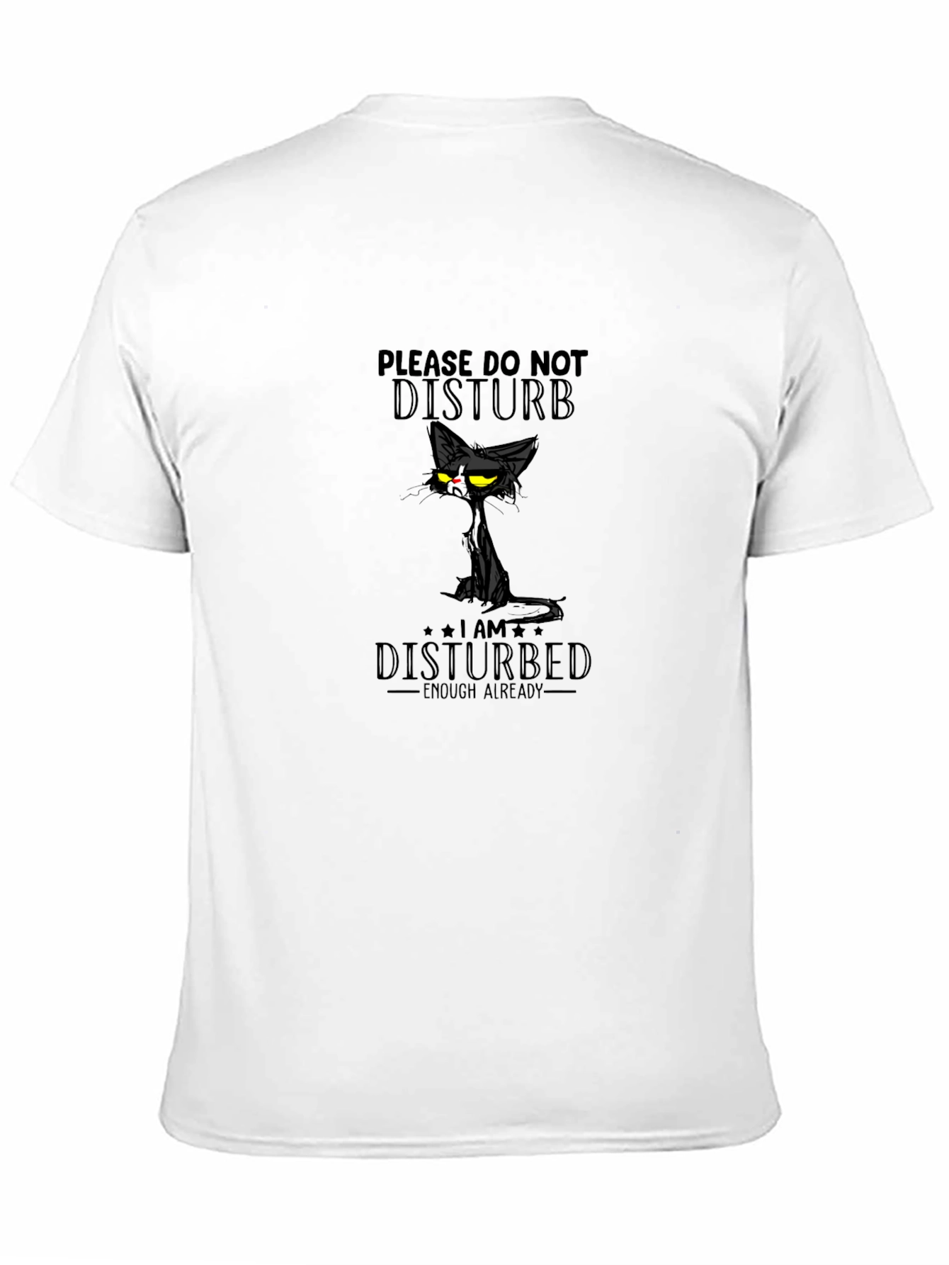 Disturbed Cat Graphic Tee - Black Cotton T-Shirt