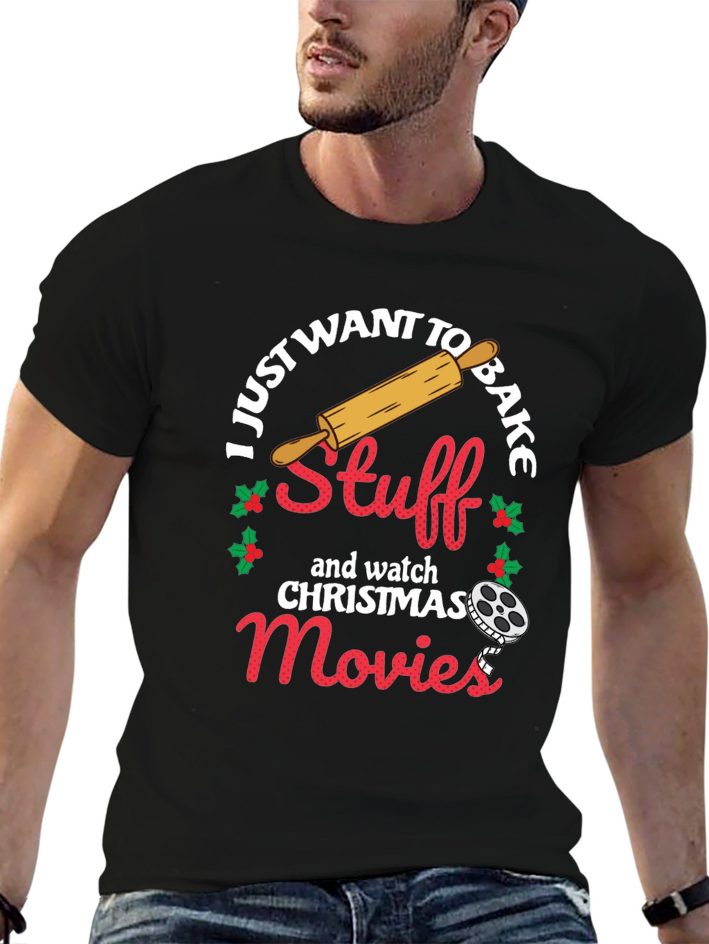 I Just Want To Bake Stuff Christmas T-Shirt
