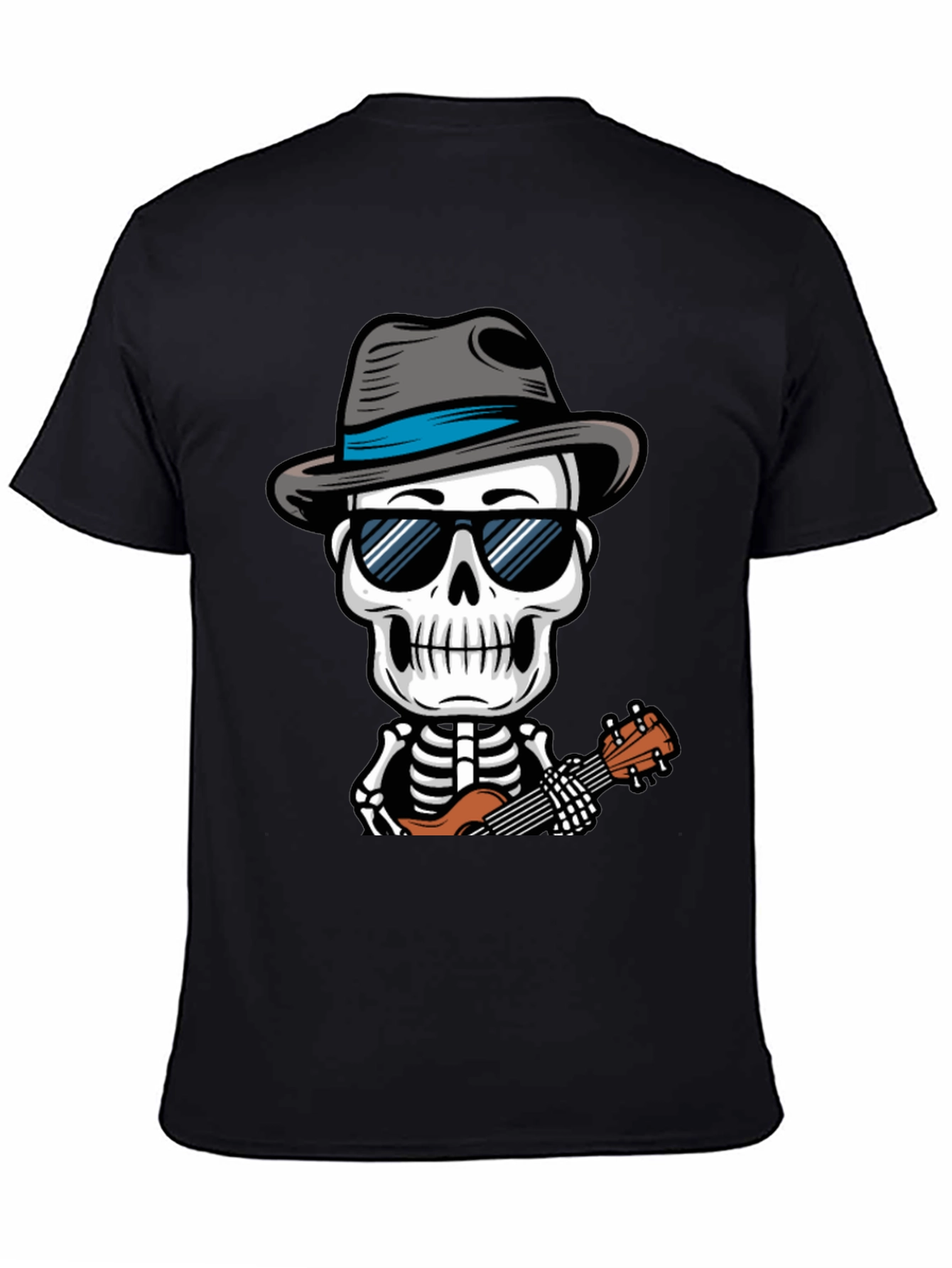 Skeleton Ukulele Player Graphic Tee - Cool & Unique Design