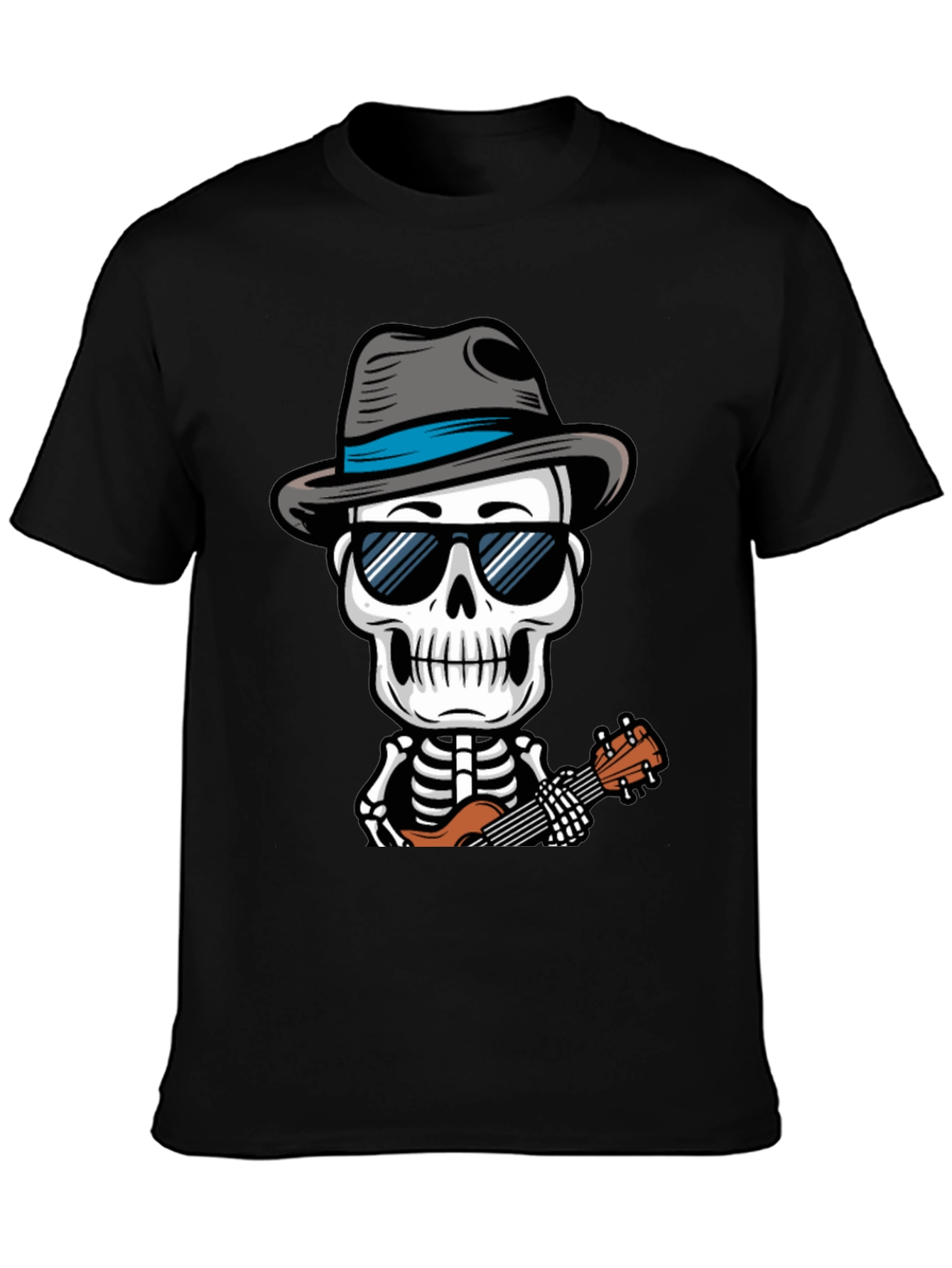 Skeleton Ukulele Player Graphic Tee - Cool & Unique Design
