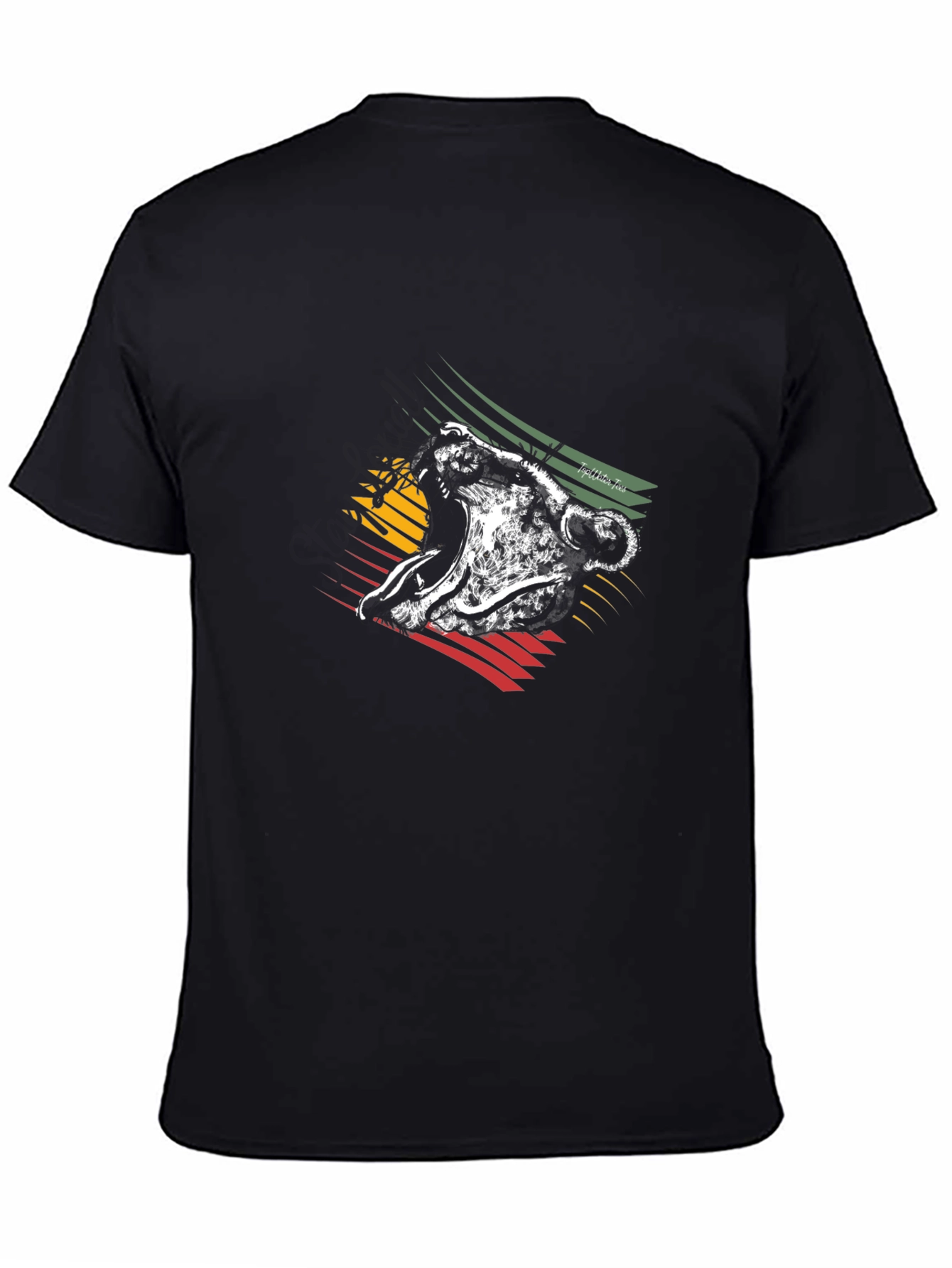 Rasta Lion Graphic Tee - Black Cotton T-Shirt