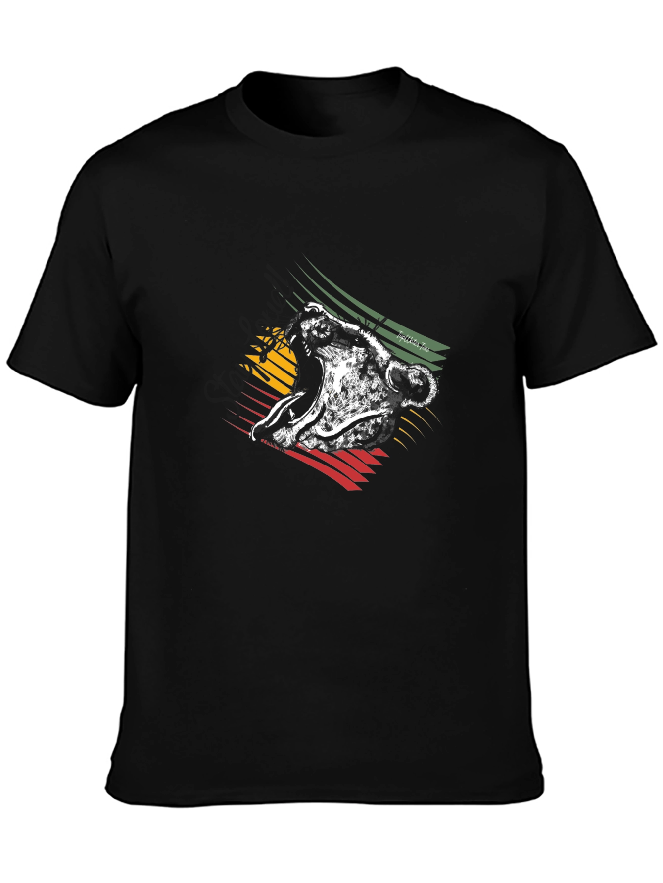 Rasta Lion Graphic Tee - Black Cotton T-Shirt